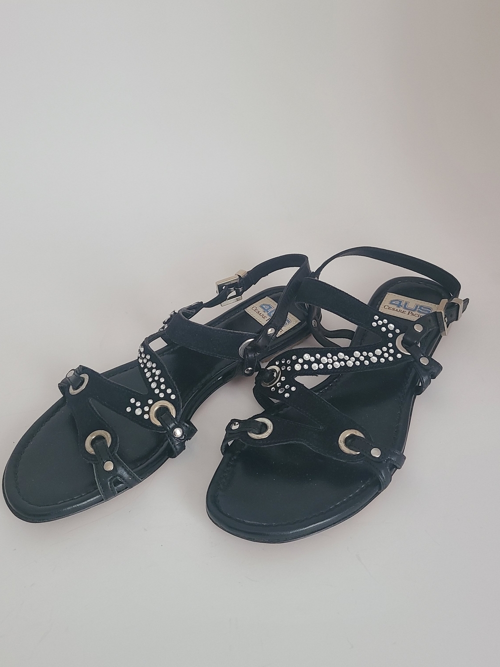 Cesare Paciotti Swarovski Crystal Strappy Sandals New Size 36